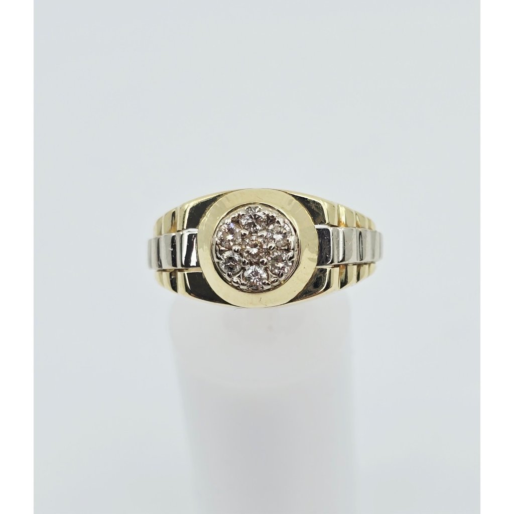 14k Solid Two Tone Multi Color Gold Designer Rolex Style Diamond Ring  Size 85